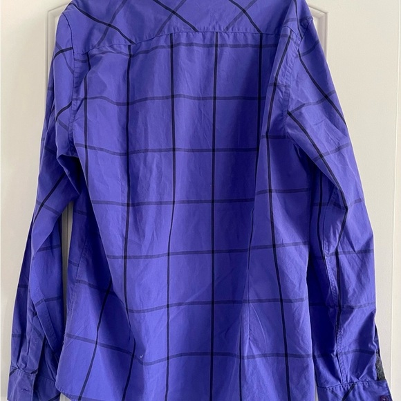 GUESS Men’s Purple w/Black Criss Cross Pattern Button Down Long Sleeve Shirt-L - Picture 3 of 8